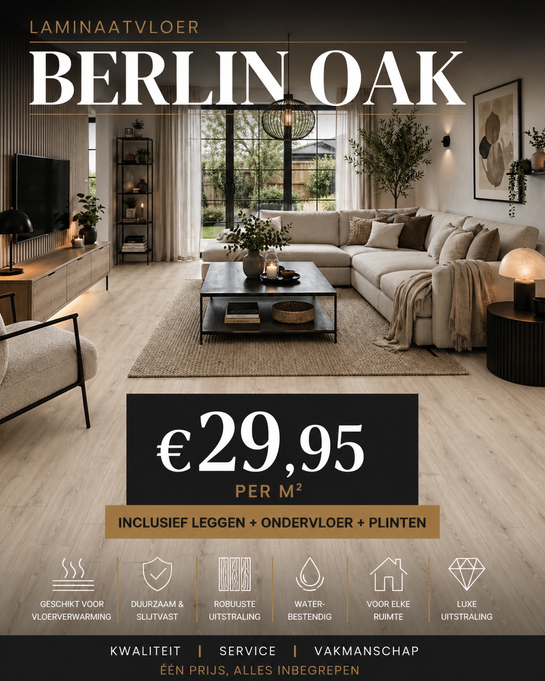 Berlin Oak laminaatvloer in moderne woonkamer