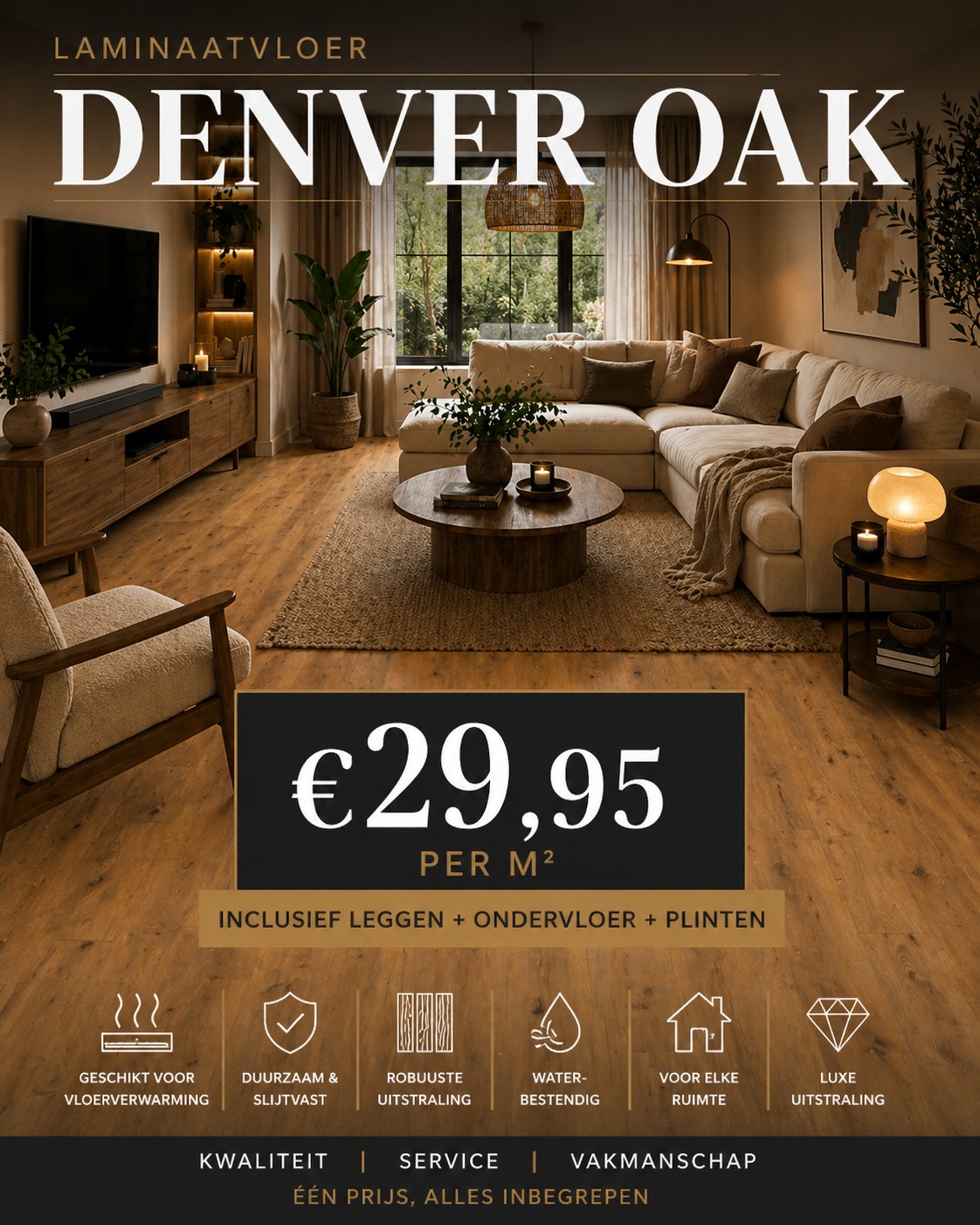 Denver Oak laminaatvloer in warme woonkamer