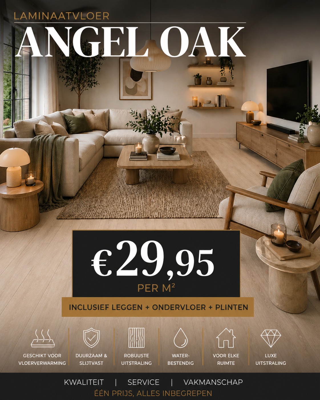 Angel Oak laminaatvloer in lichte woonkamer