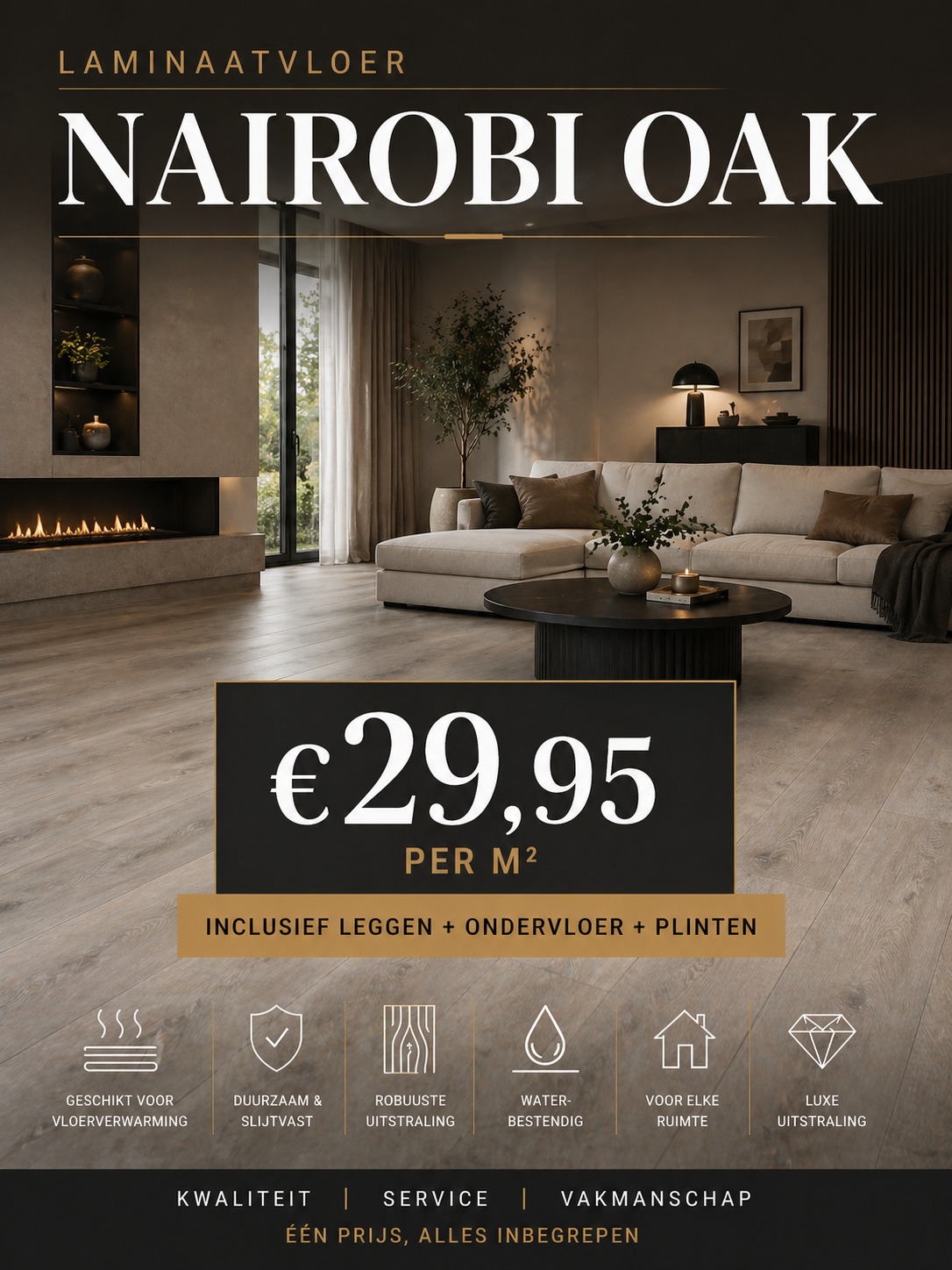 Nairobi Oak laminaatvloer in luxe woonkamer